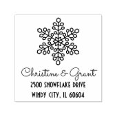 Deco Snowflake Script Holiday Return-adres Zelfinktende Stempel (Design)