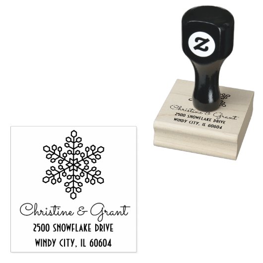 Deco Snowflake Script Holiday Rubberstempel (Gestempeld)