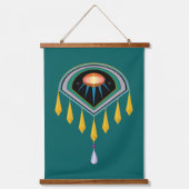 Deco Space Egg Wood Topped Tapestry Hangend Wandkleed (Voorkant)