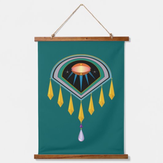 Deco Space Egg Wood Topped Tapestry Hangend Wandkleed (Voorkant)