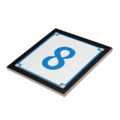 Deco Square Border, Blue Letter House Number Tegel Tegeltje (Zijkant)