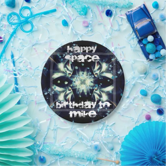 Deco Star Space en Jouw tekst Papieren Bordje (Feest)