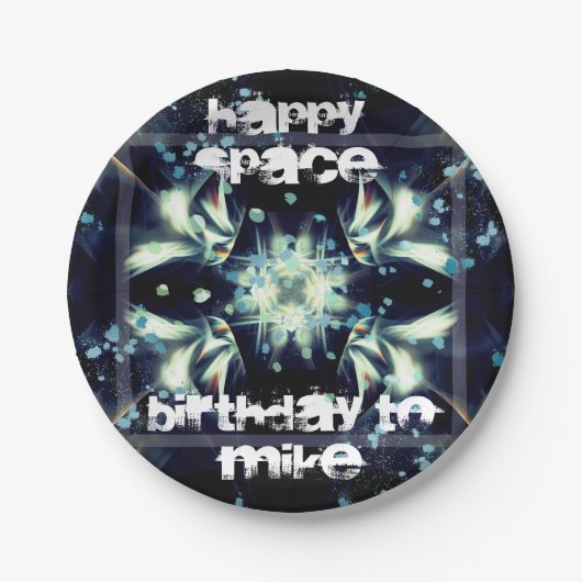 Deco Star Space en Jouw tekst Papieren Bordje (Voorkant)