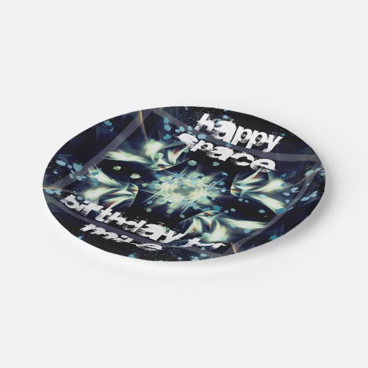 Deco Star Space en Jouw tekst Papieren Bordje (Gekanteld)