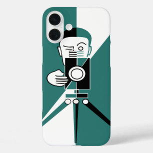 Deco stijl fotograaf en camera iPhone 16 plus hoesje