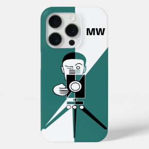 Deco stijl fotograaf en camera iPhone 15 pro case