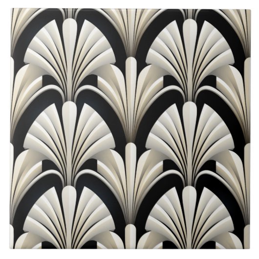 Deco stijl patroon, witte vleugels tegeltje (Voorkant)