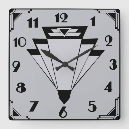 Deco Style Clock. Vierkante Klok (Voorkant)