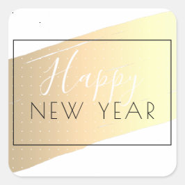 Deco Style Happy Nieuwjaar op Golden Paint Splash Vierkante Sticker