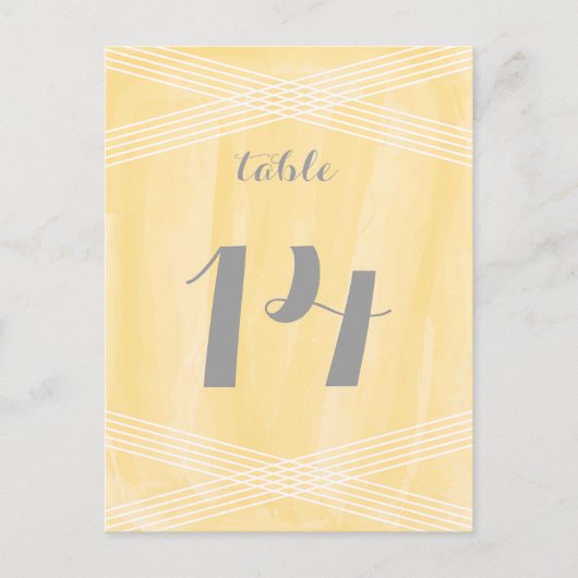 Deco-tabelnummer gele Waterverf Briefkaart (Voorkant)