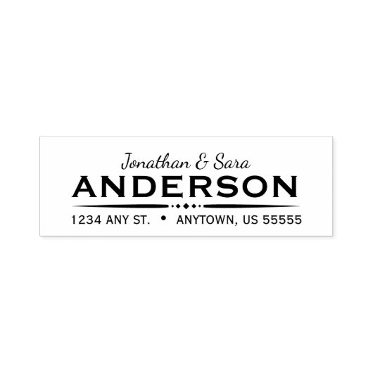 Deco Text Divider met Script Text Return Address Zelfinktende Stempel (Design)