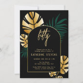 Deco Tropical Oerwoud Gold Boho Lijst 50ste verjaa Kaart (Voorkant)