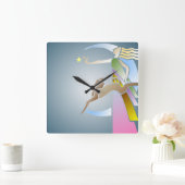 deco-vrouw met een hond-wandklok vierkante klok (Huis)