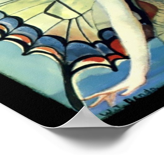  deco-vrouw met vlindervleugels poster (Hoek)