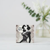  Deco-vrouw met zwart haar Vierkante Visitekaartje (Staand voorkant)