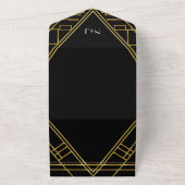deco Wedding 20 van Black & Gold Retro All In One Uitnodiging (Buitenkant)