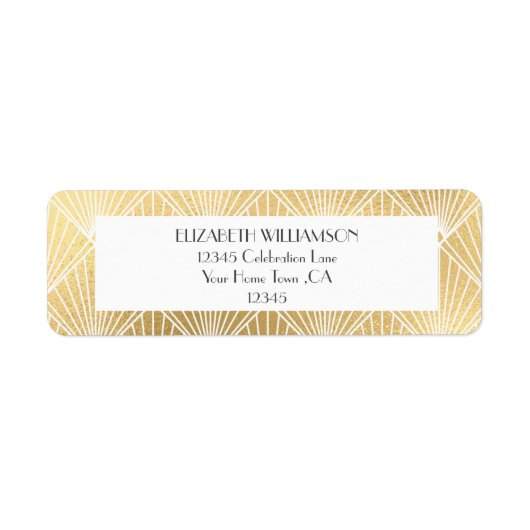 Deco wit & gouden trouw retouradres etiket (Voorkant)