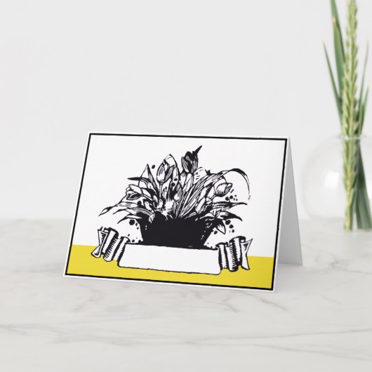  deco Woodcut Style Vloer mandje Feestdagen Kaart (Voorkant)