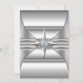 Deco Zilver Chroom Metaal afbeelding Verjaardagsfe Kaart (Achterkant)