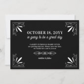  Deco Zwart-wit Typografie Bruiloft Save The Date (Voorkant)