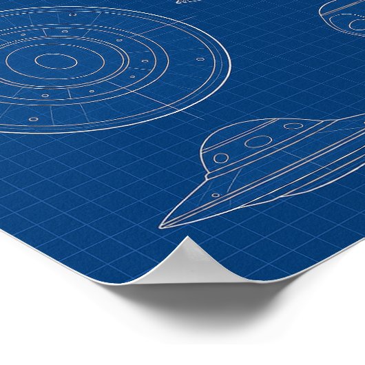 Decodeer het onbekende - Alien Spaceship Blueprint Poster (Hoek)