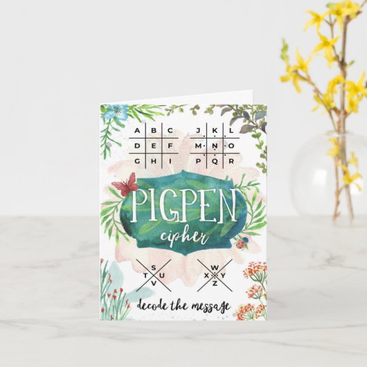 Decodeer uw bericht met de Pigpen-code Kaart (Gele Bloem)