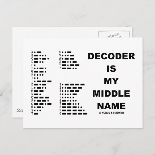 Decoder is mijn middelste naam (morse code) briefkaart (Voorkant / Achterkant)