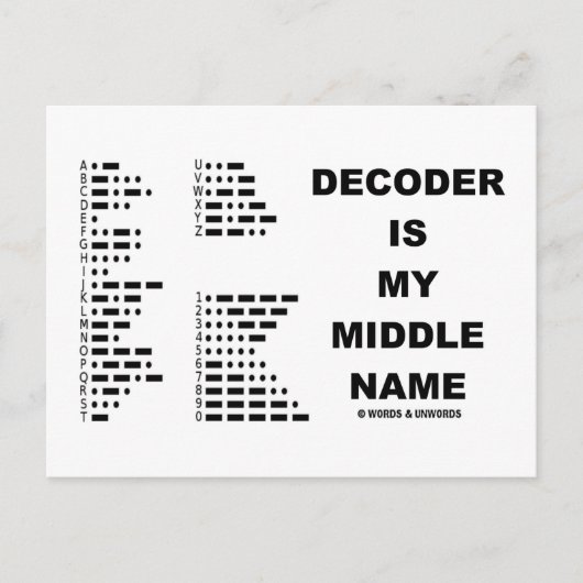 Decoder is mijn middelste naam (morse code) briefkaart (Voorkant)