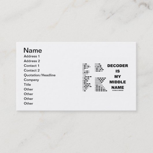 Decoder is mijn middelste naam (morse code) visitekaartje (Voorkant)