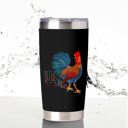 DeColores Cursillo Colorful Rooster Geïsoleerde Drinkbeker