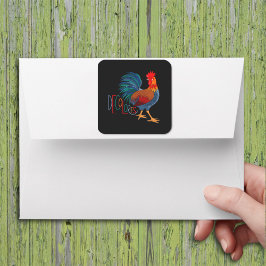DeColores Cursillo Colorful Rooster Vierkante Sticker