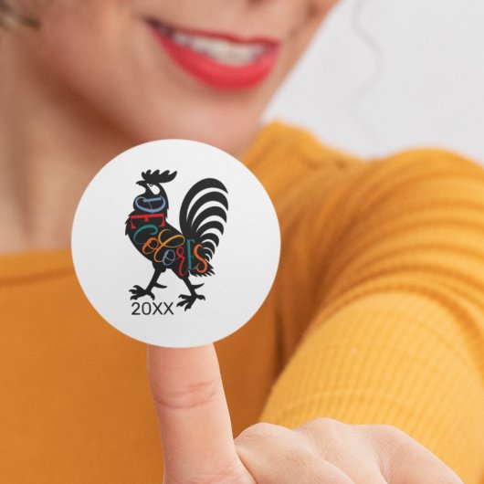 DeColores Cursillo Haan Zwart Silhouet Ronde Sticker