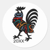DeColores Cursillo Haan Zwart Silhouet Ronde Sticker (Voorkant)