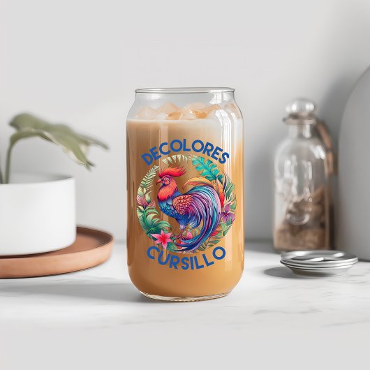 DeColores Cursillo Kleurrijke Bloemen Haan Blikvorm Glas