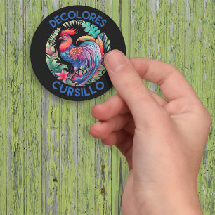 DeColores Cursillo Kleurrijke Bloemen Haan Zwart Ronde Sticker