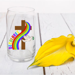 DeColores Cursillo Regenboog Met Kruis en Vrede Do Blikvorm Glas