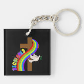 DeColores Cursillo Regenboog Met Kruis en Vrede Do Sleutelhanger (Achterkant)