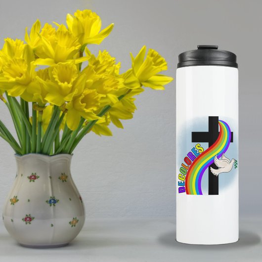 DeColores Cursillo Regenboog Met Kruis en Vrede Do Thermosbeker