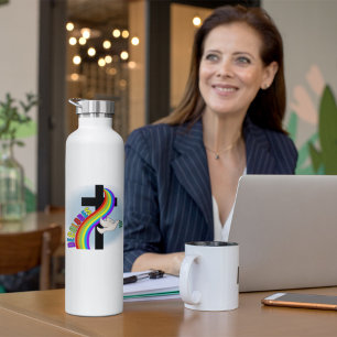 DeColores Cursillo Regenboog Met Kruis en Vrede Do Waterfles