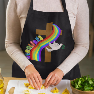 DeColores Cursillo Regenboog Met Kruis & Vredesdui Schort