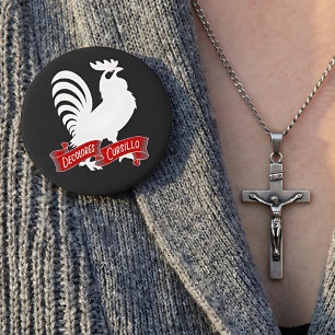 DeColores Cursillo Rooster Silhouet met Banner Ronde Button 4,0 Cm