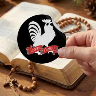 DeColores Cursillo Rooster Silhouet met Banner Ronde Sticker