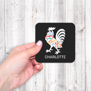 DeColores Cursillo Rooster Wit Silhouet Vierkante Sticker