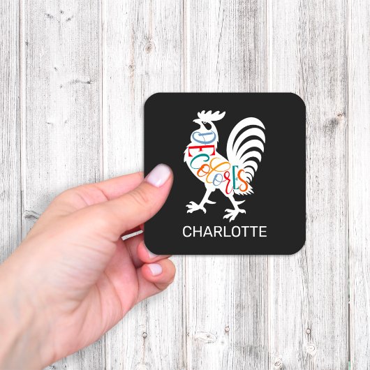 DeColores Cursillo Rooster Wit Silhouet Vierkante Sticker