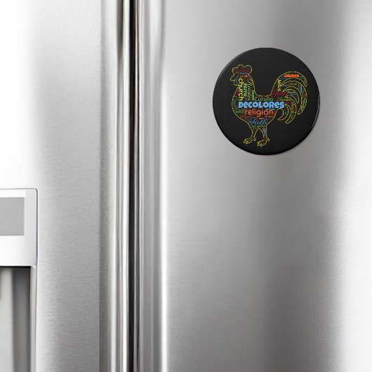 DeColores Cursillo Rooster Word Cloud Magneet