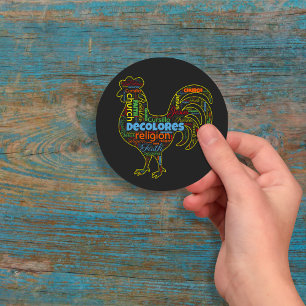 DeColores Cursillo Rooster Word Cloud Ronde Sticker