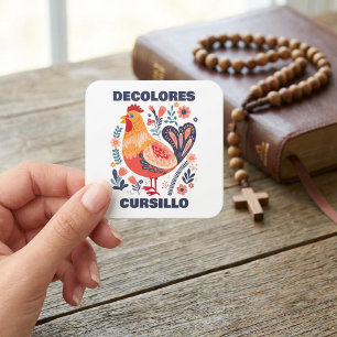 DeColores Cursillo Volkskunst Kip Christelijk Vierkante Sticker