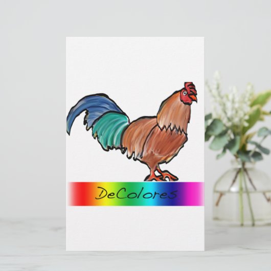 DeColores Rooster Briefpapier (Staand voorkant)