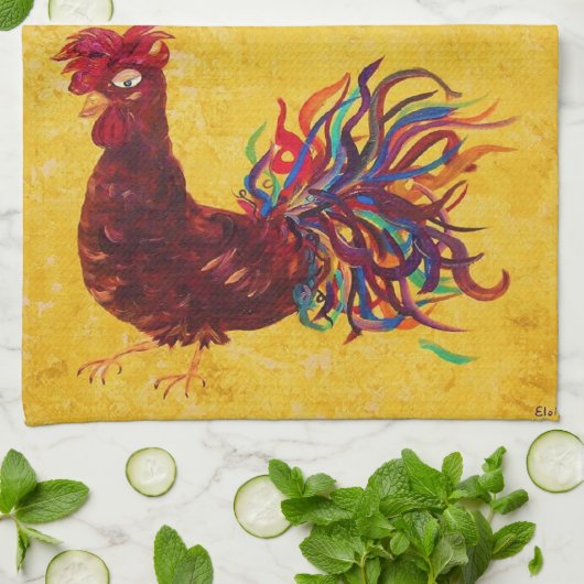 DeColores Rooster Theedoek (Gevouwen)