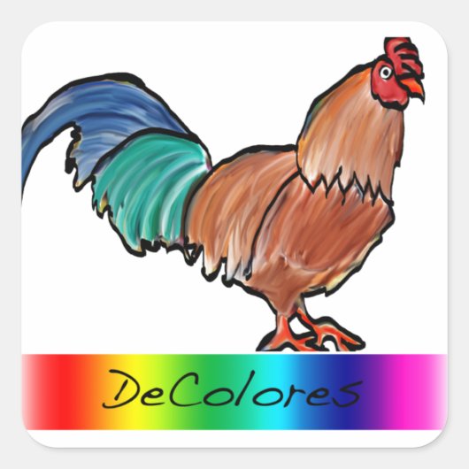 DeColores Rooster Vierkante Sticker (Voorkant)